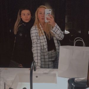 Black and white pant suit